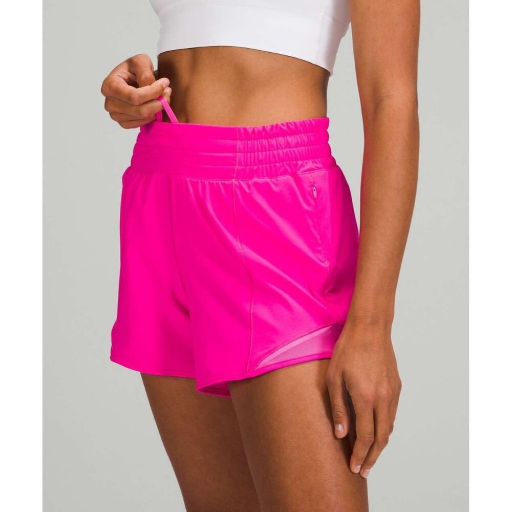 Lululemon Hotty Hot High-Rise Lined Short 4" Sz (6) Hot Pink Athleisure Barbie